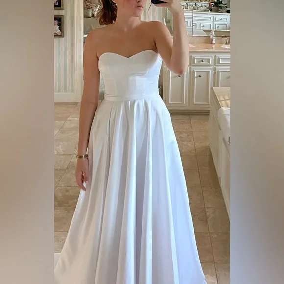 satin wedding dress david's bridal Satin Cummerbund Ball Gown Wedding Dress